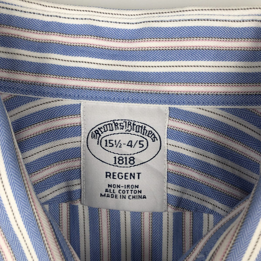 Brooks Brothers 1818 REGENT Multi-Stripe Wide Collar Long-Sleeve Cotton Stripe Shirt (Men's Size M) cotton blue type Vintage Second Hand
