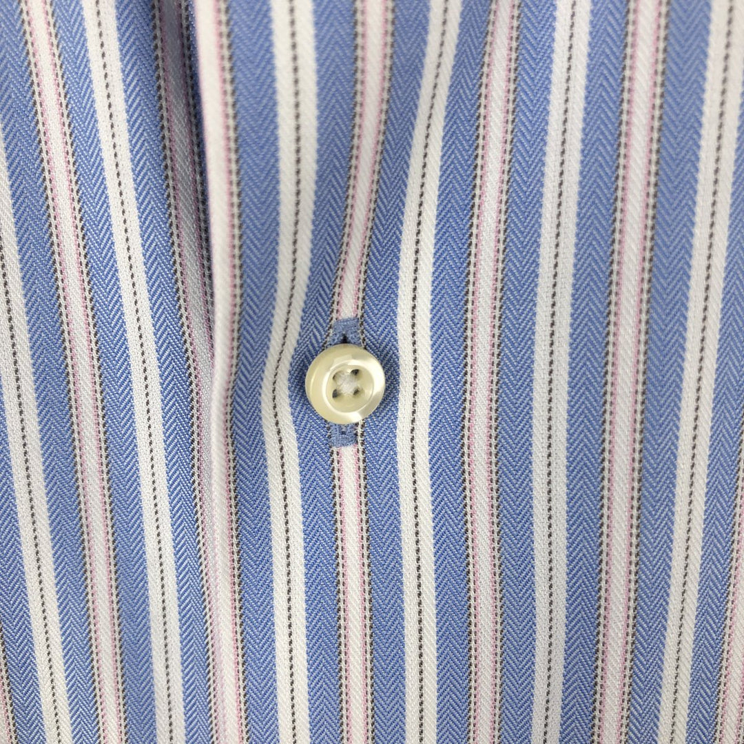 Brooks Brothers 1818 REGENT Multi-Stripe Wide Collar Long-Sleeve Cotton Stripe Shirt (Men's Size M) cotton blue type Vintage Second Hand