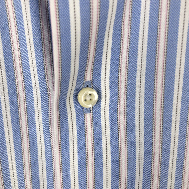 Brooks Brothers 1818 REGENT Multi-Stripe Wide Collar Long-Sleeve Cotton Stripe Shirt (Men's Size M) cotton blue type Vintage Second Hand