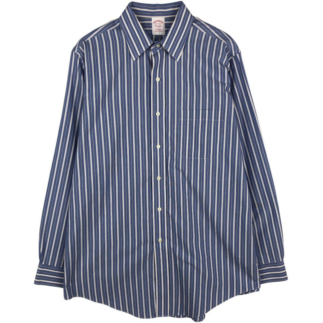 Brooks Brothers Est.1818 Multi-Stripe Long-Sleeve Cotton Stripe Shirt, Men's Size M (approx.) cotton blue type Vintage Second Hand