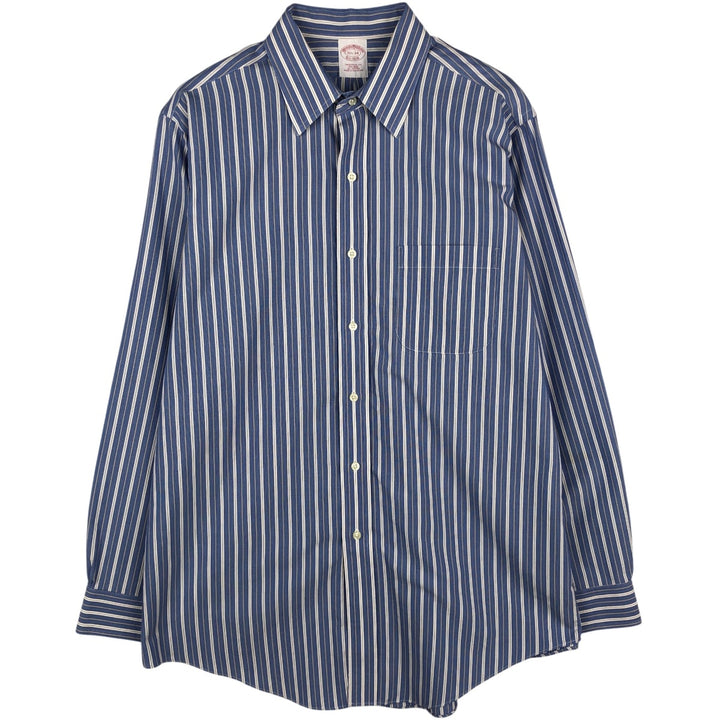 Brooks Brothers Est.1818 Multi-Stripe Long-Sleeve Cotton Stripe Shirt, Men's Size M (approx.) cotton blue type Vintage Second Hand