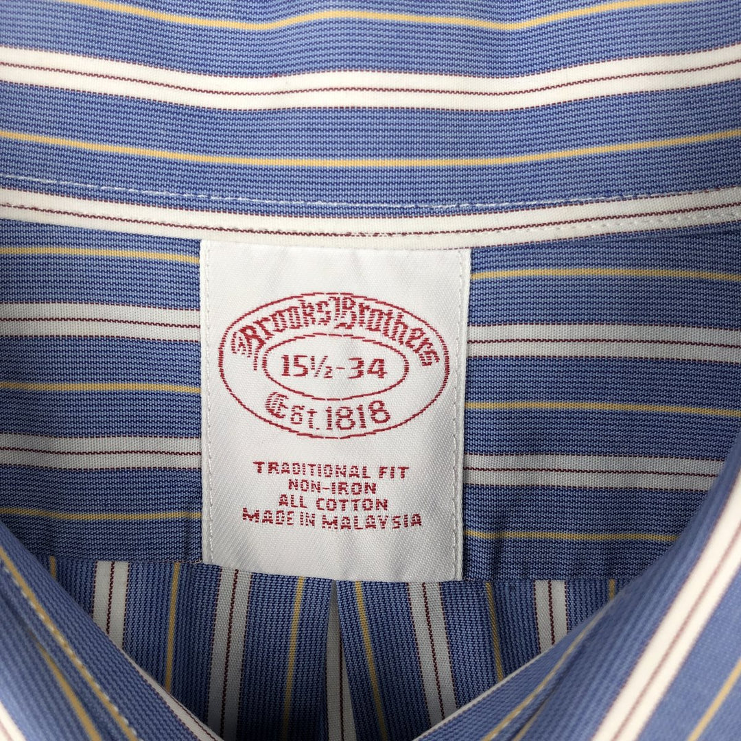 Brooks Brothers Est.1818 Multi-Stripe Long-Sleeve Cotton Stripe Shirt, Men's Size M (approx.) cotton blue type Vintage Second Hand