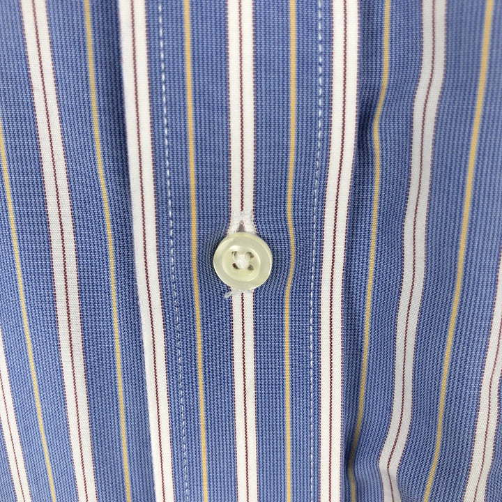 Brooks Brothers Est.1818 Multi-Stripe Long-Sleeve Cotton Stripe Shirt, Men's Size M (approx.) cotton blue type Vintage Second Hand