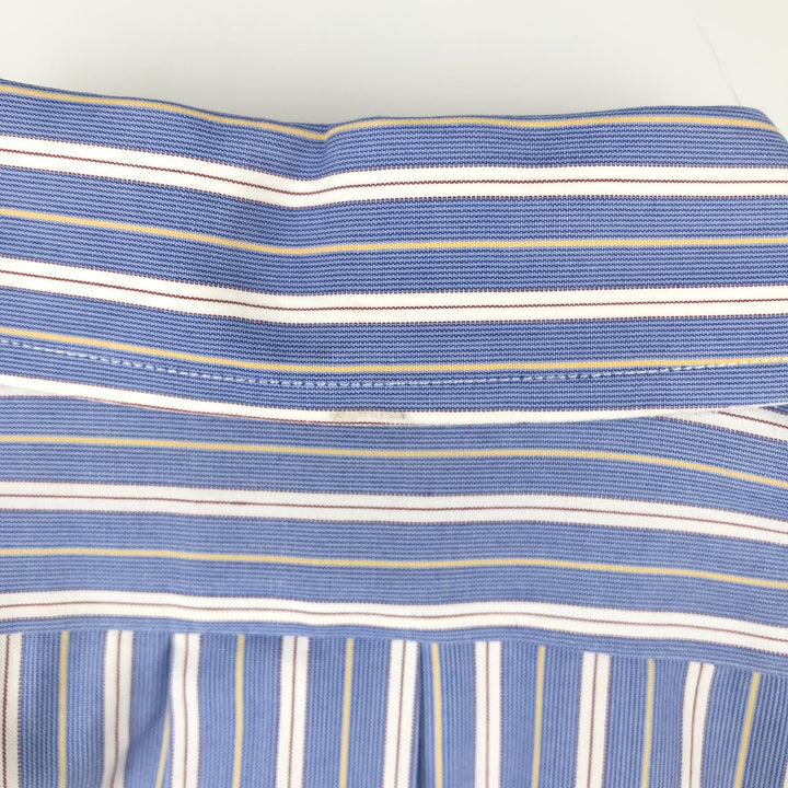 Brooks Brothers Est.1818 Multi-Stripe Long-Sleeve Cotton Stripe Shirt, Men's Size M (approx.) cotton blue type Vintage Second Hand