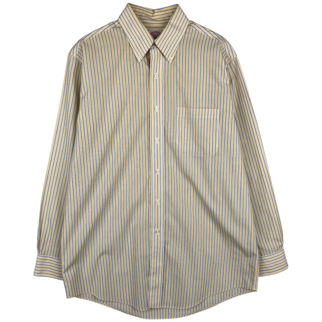 Brooks Brothers 346 Multi-Stripe Long Sleeve Button-Down Striped Shirt, Men's Size Medium cotton yellow type Vintage Second Hand