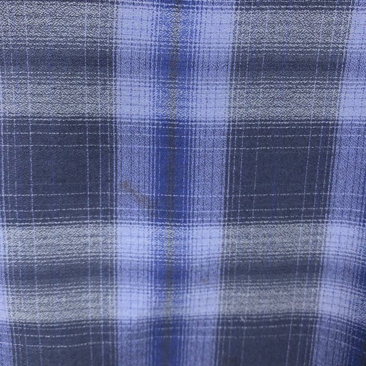 90s-00'S Calvin Klein ombre check short-sleeved button-down check shirt, men's size XL (approx.) cotton blue type Vintage Second Hand