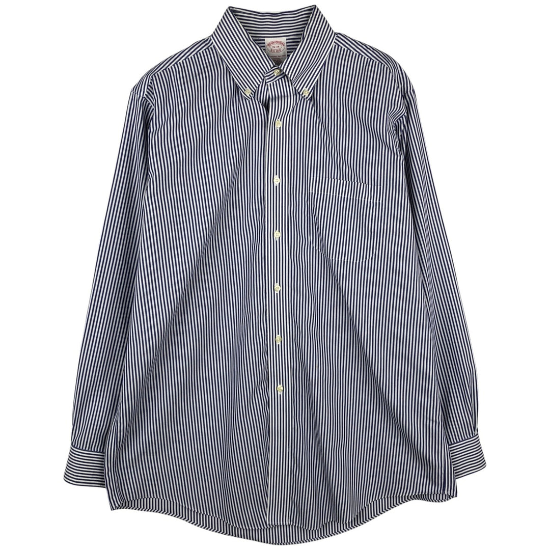 Brooks Brothers Est.1818 Long Sleeve Button-Down Striped Shirt, Men's Size L cotton Navy blue Vintage Second Hand