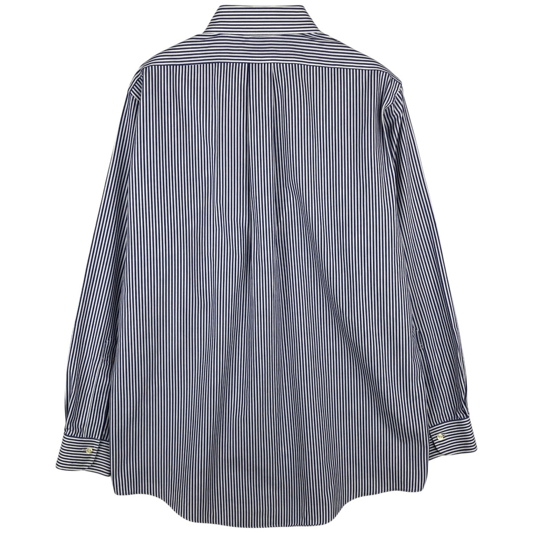 Brooks Brothers Est.1818 Long Sleeve Button-Down Striped Shirt, Men's Size L cotton Navy blue Vintage Second Hand