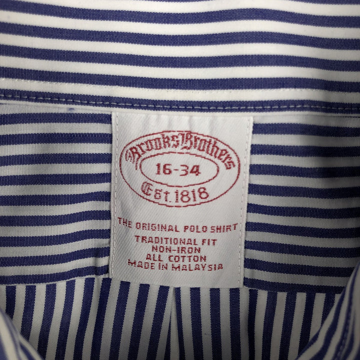 Brooks Brothers Est.1818 Long Sleeve Button-Down Striped Shirt, Men's Size L cotton Navy blue Vintage Second Hand
