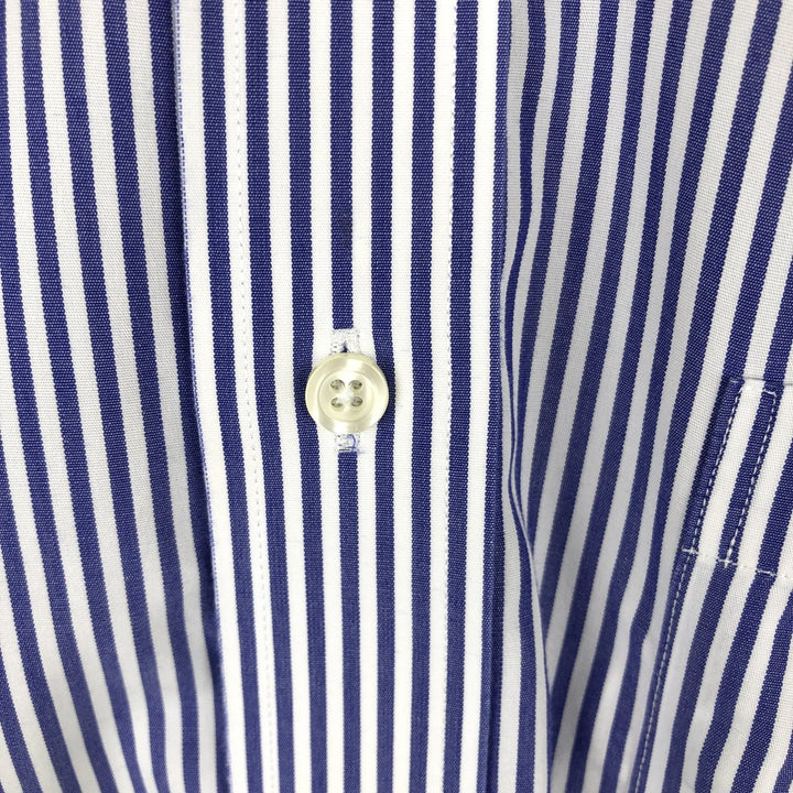 Brooks Brothers Est.1818 Long Sleeve Button-Down Striped Shirt, Men's Size L cotton Navy blue Vintage Second Hand