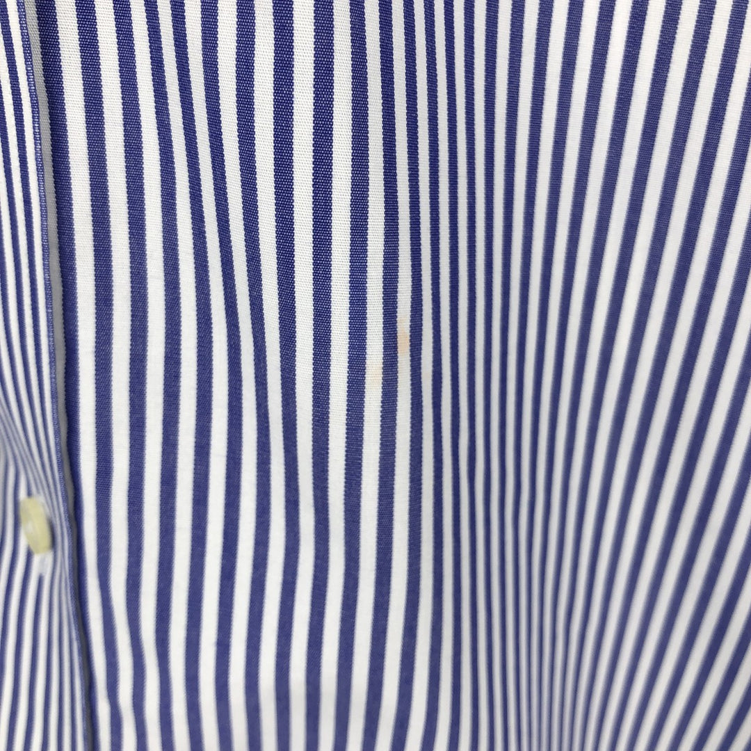 Brooks Brothers Est.1818 Long Sleeve Button-Down Striped Shirt, Men's Size L cotton Navy blue Vintage Second Hand