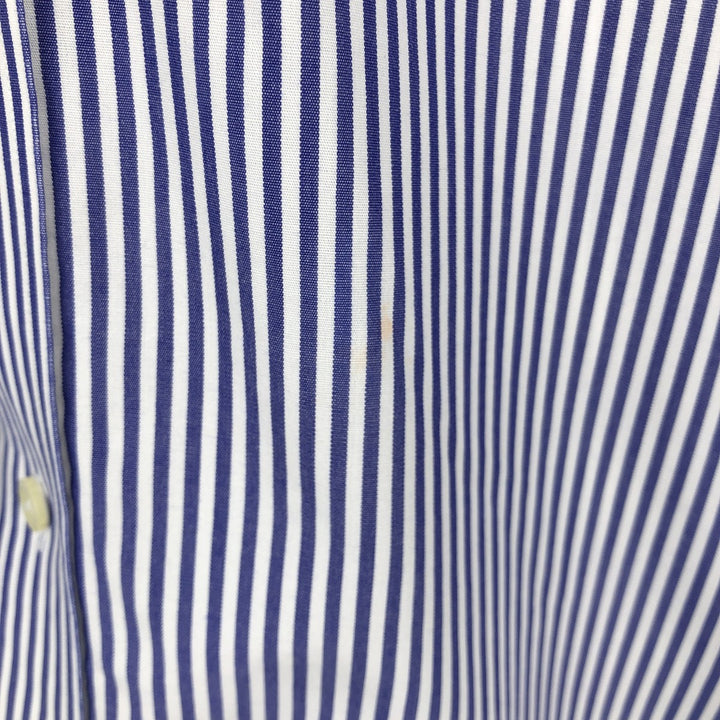 Brooks Brothers Est.1818 Long Sleeve Button-Down Striped Shirt, Men's Size L cotton Navy blue Vintage Second Hand