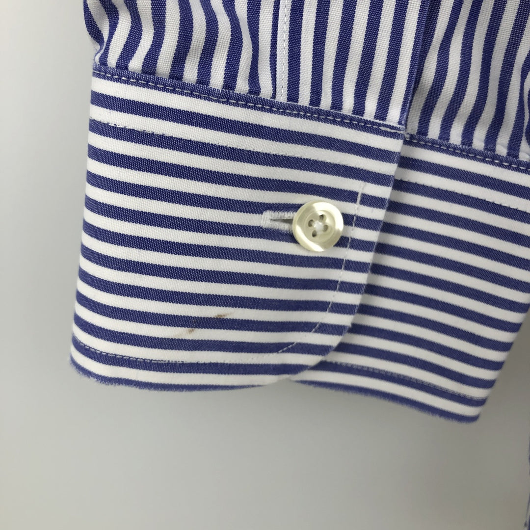 Brooks Brothers Est.1818 Long Sleeve Button-Down Striped Shirt, Men's Size L cotton Navy blue Vintage Second Hand