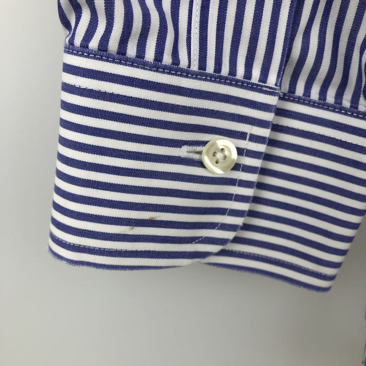Brooks Brothers Est.1818 Long Sleeve Button-Down Striped Shirt, Men's Size L cotton Navy blue Vintage Second Hand