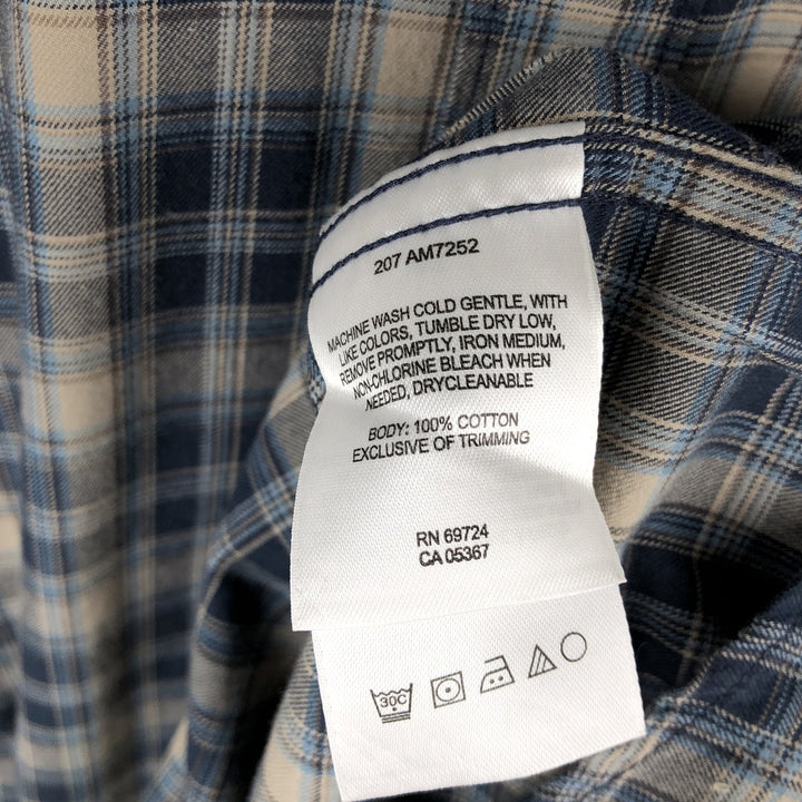 Columbia XCO Long-Sleeve Button-Down Check Shirt, Men's Size M (Equivalent), Lightweight cotton navy blue type Vintage Second Hand