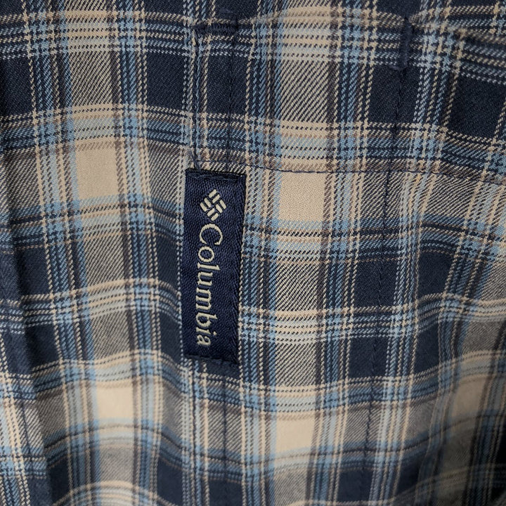 Columbia XCO Long-Sleeve Button-Down Check Shirt, Men's Size M (Equivalent), Lightweight cotton navy blue type Vintage Second Hand