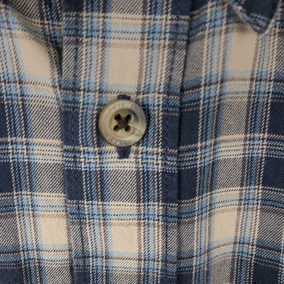 Columbia XCO Long-Sleeve Button-Down Check Shirt, Men's Size M (Equivalent), Lightweight cotton navy blue type Vintage Second Hand