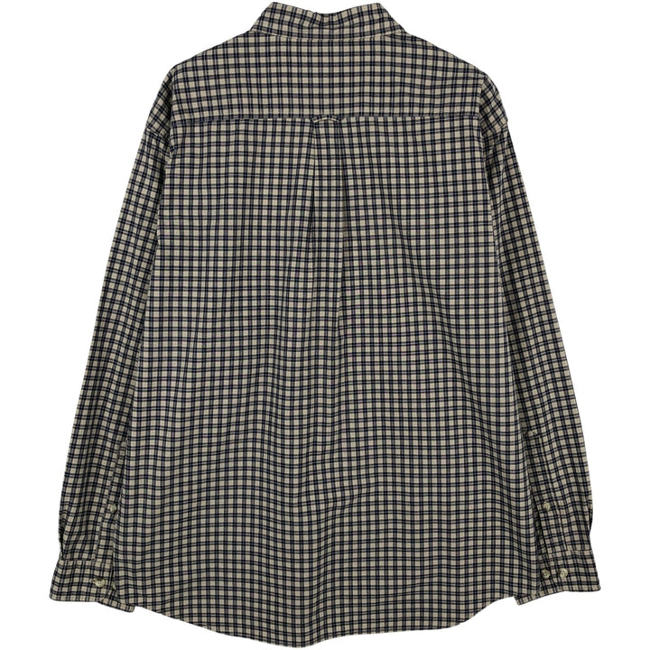 2000'S Columbia long-sleeved button-down check shirt, men's size L cotton navy blue type Vintage Second Hand