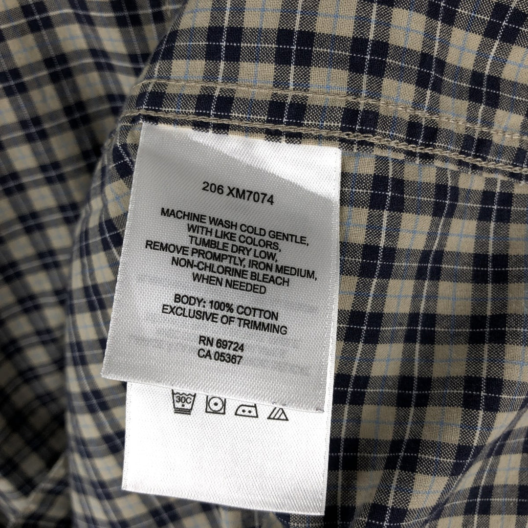 2000'S Columbia long-sleeved button-down check shirt, men's size L cotton navy blue type Vintage Second Hand