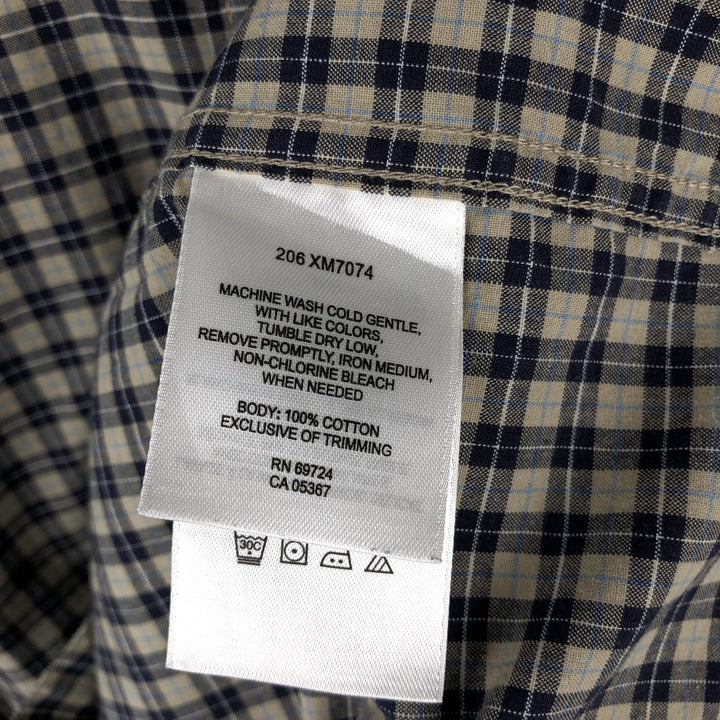2000'S Columbia long-sleeved button-down check shirt, men's size L cotton navy blue type Vintage Second Hand