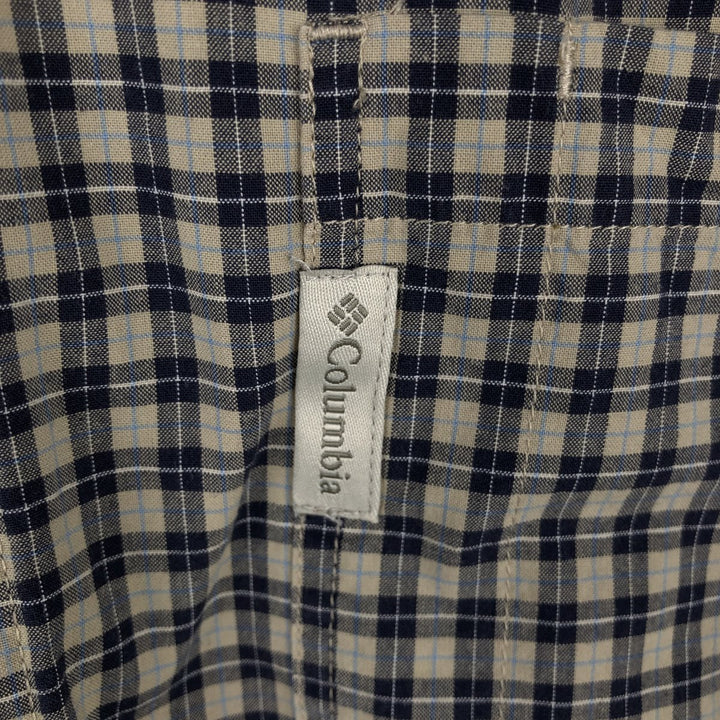 2000'S Columbia long-sleeved button-down check shirt, men's size L cotton navy blue type Vintage Second Hand