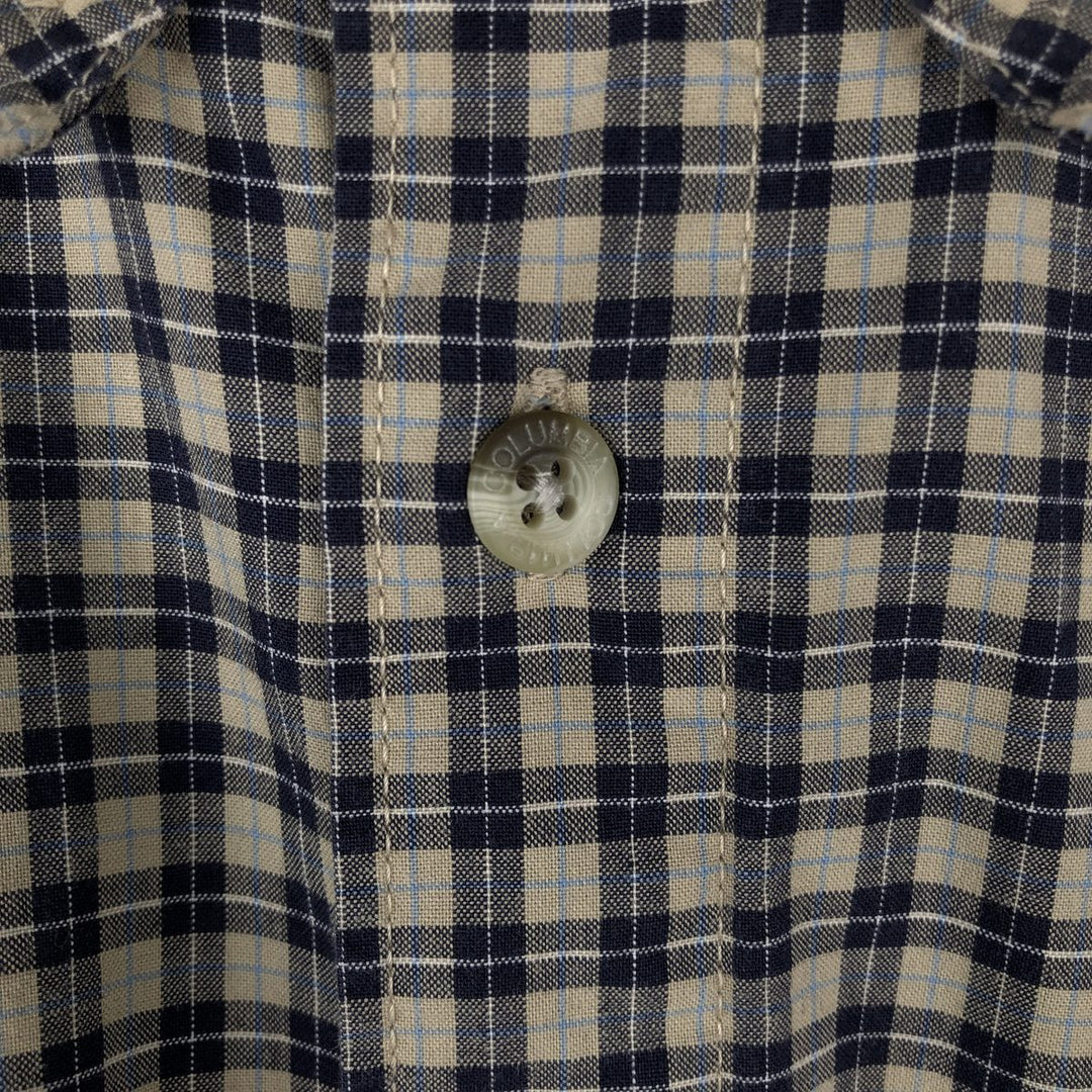 2000'S Columbia long-sleeved button-down check shirt, men's size L cotton navy blue type Vintage Second Hand