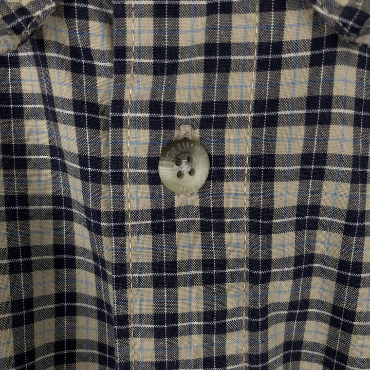 2000'S Columbia long-sleeved button-down check shirt, men's size L cotton navy blue type Vintage Second Hand