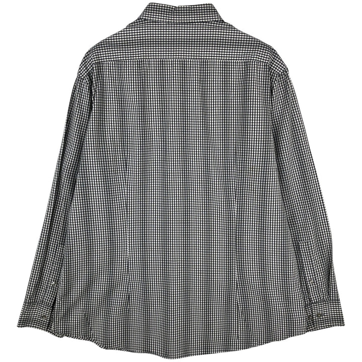 DKNY Slim Fit Short-Sleeve Button-Down Check Shirt, Men's Size XL (approx.) cotton black type Vintage Second Hand