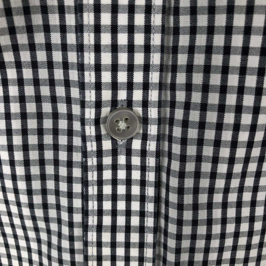 DKNY Slim Fit Short-Sleeve Button-Down Check Shirt, Men's Size XL (approx.) cotton black type Vintage Second Hand