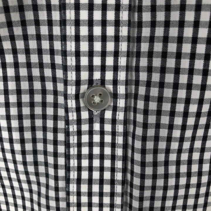 DKNY Slim Fit Short-Sleeve Button-Down Check Shirt, Men's Size XL (approx.) cotton black type Vintage Second Hand