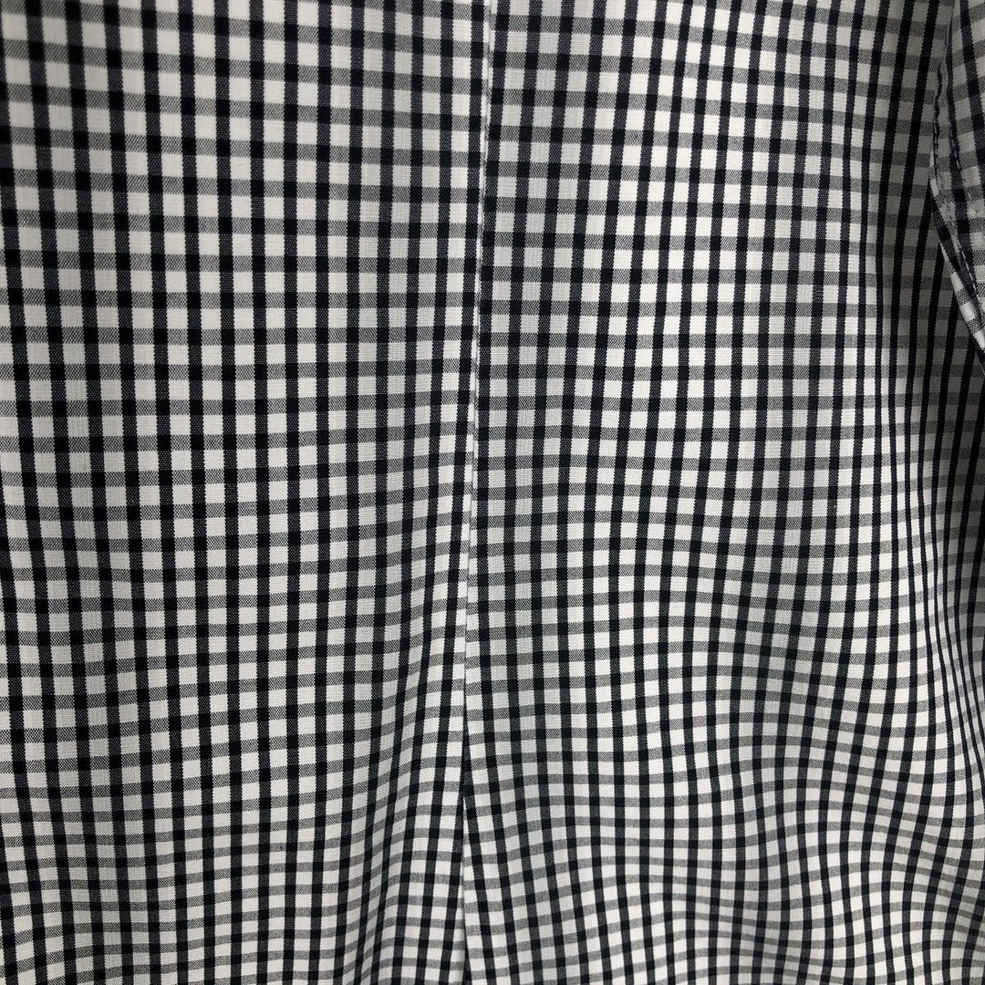DKNY Slim Fit Short-Sleeve Button-Down Check Shirt, Men's Size XL (approx.) cotton black type Vintage Second Hand