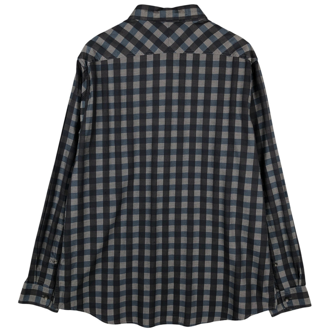 Donna Karan New York (DKNY) Short-Sleeve Button-Down Check Shirt, Men's Size XL (approx.) cotton gray type Vintage Second Hand