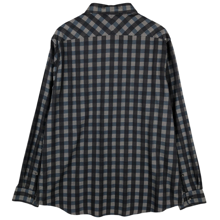 Donna Karan New York (DKNY) Short-Sleeve Button-Down Check Shirt, Men's Size XL (approx.) cotton gray type Vintage Second Hand