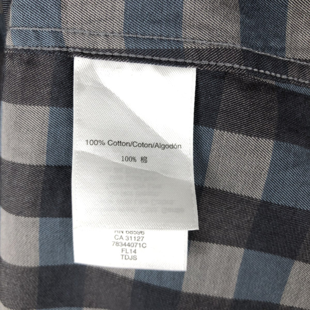 Donna Karan New York (DKNY) Short-Sleeve Button-Down Check Shirt, Men's Size XL (approx.) cotton gray type Vintage Second Hand