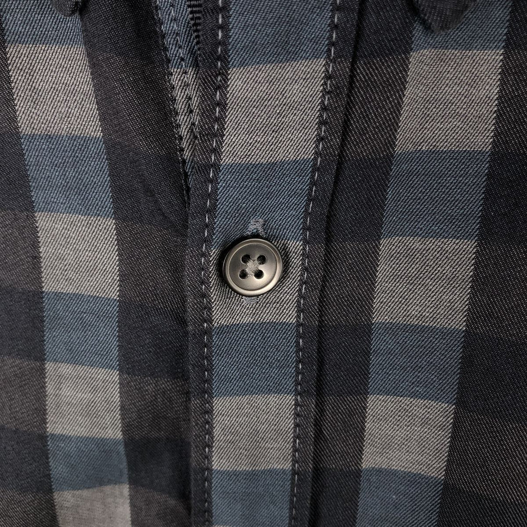 Donna Karan New York (DKNY) Short-Sleeve Button-Down Check Shirt, Men's Size XL (approx.) cotton gray type Vintage Second Hand