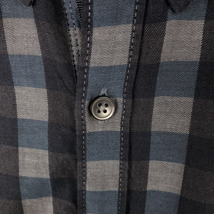 Donna Karan New York (DKNY) Short-Sleeve Button-Down Check Shirt, Men's Size XL (approx.) cotton gray type Vintage Second Hand