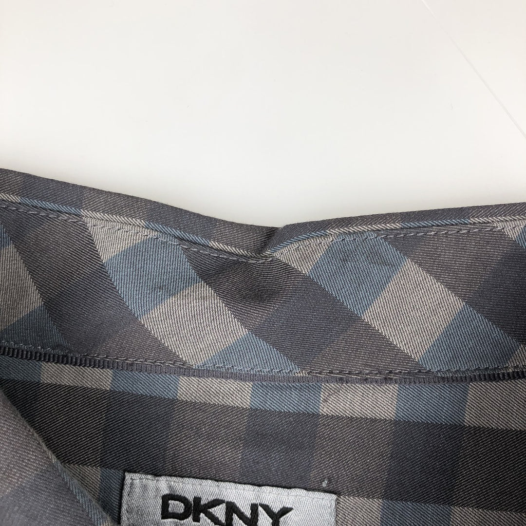 Donna Karan New York (DKNY) Short-Sleeve Button-Down Check Shirt, Men's Size XL (approx.) cotton gray type Vintage Second Hand