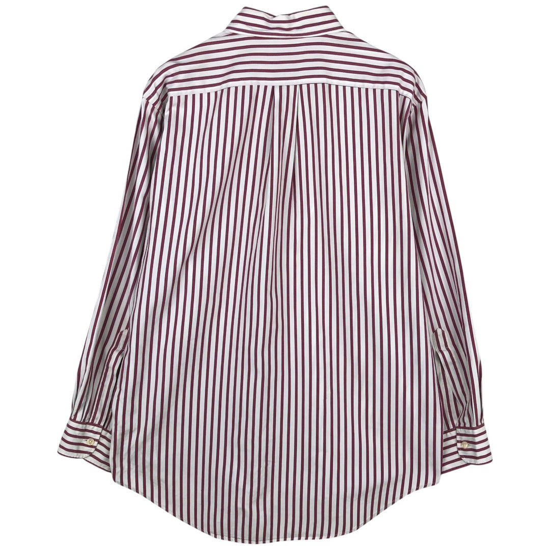 Vintage LLBean long-sleeved button-down striped shirt from the 1990s, men's size L. cotton red type Vintage Second Hand