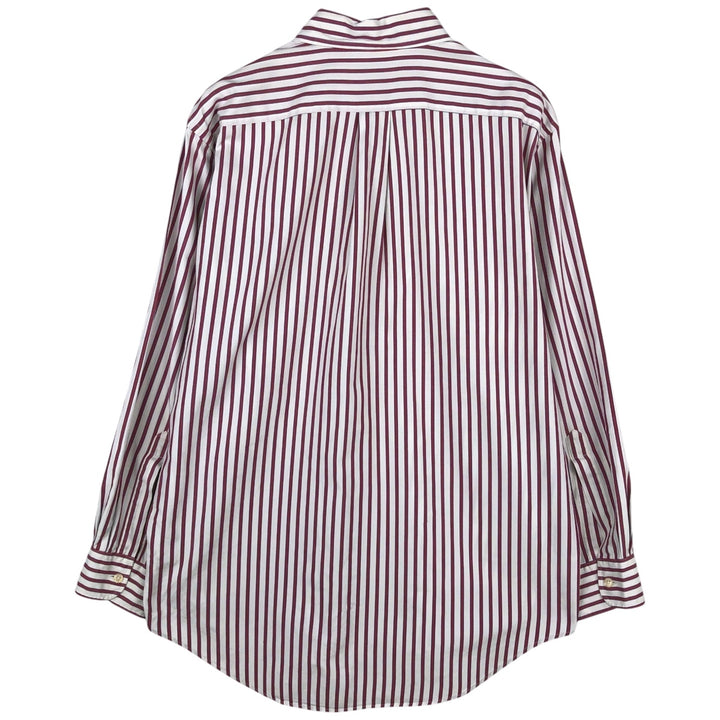 Vintage LLBean long-sleeved button-down striped shirt from the 1990s, men's size L. cotton red type Vintage Second Hand