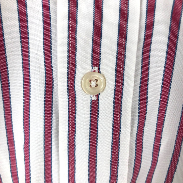 Vintage LLBean long-sleeved button-down striped shirt from the 1990s, men's size L. cotton red type Vintage Second Hand