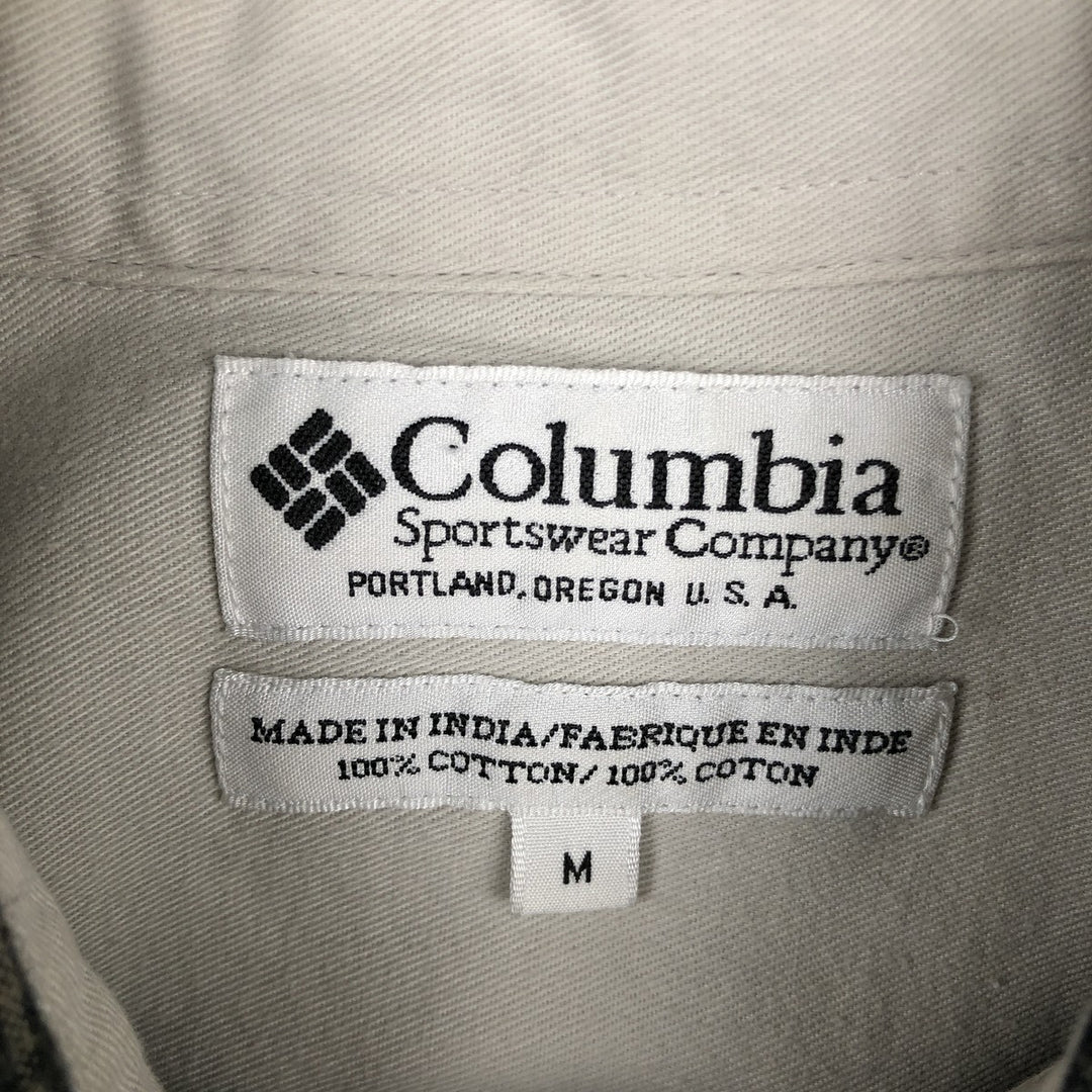90s-00'S Columbia Long-Sleeve Button-Down Check Shirt, Men's Size M (approx.) cotton dark green Vintage Second Hand