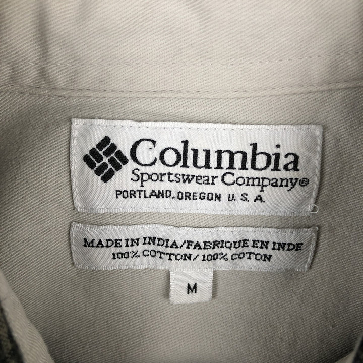 90s-00'S Columbia Long-Sleeve Button-Down Check Shirt, Men's Size M (approx.) cotton dark green Vintage Second Hand