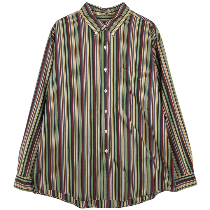 90'S J.Crew Multi-Striped Short-Sleeve Button-Down Striped Shirt, Men's Size L (Equivalent), Vintage cotton red type Vintage Second Hand