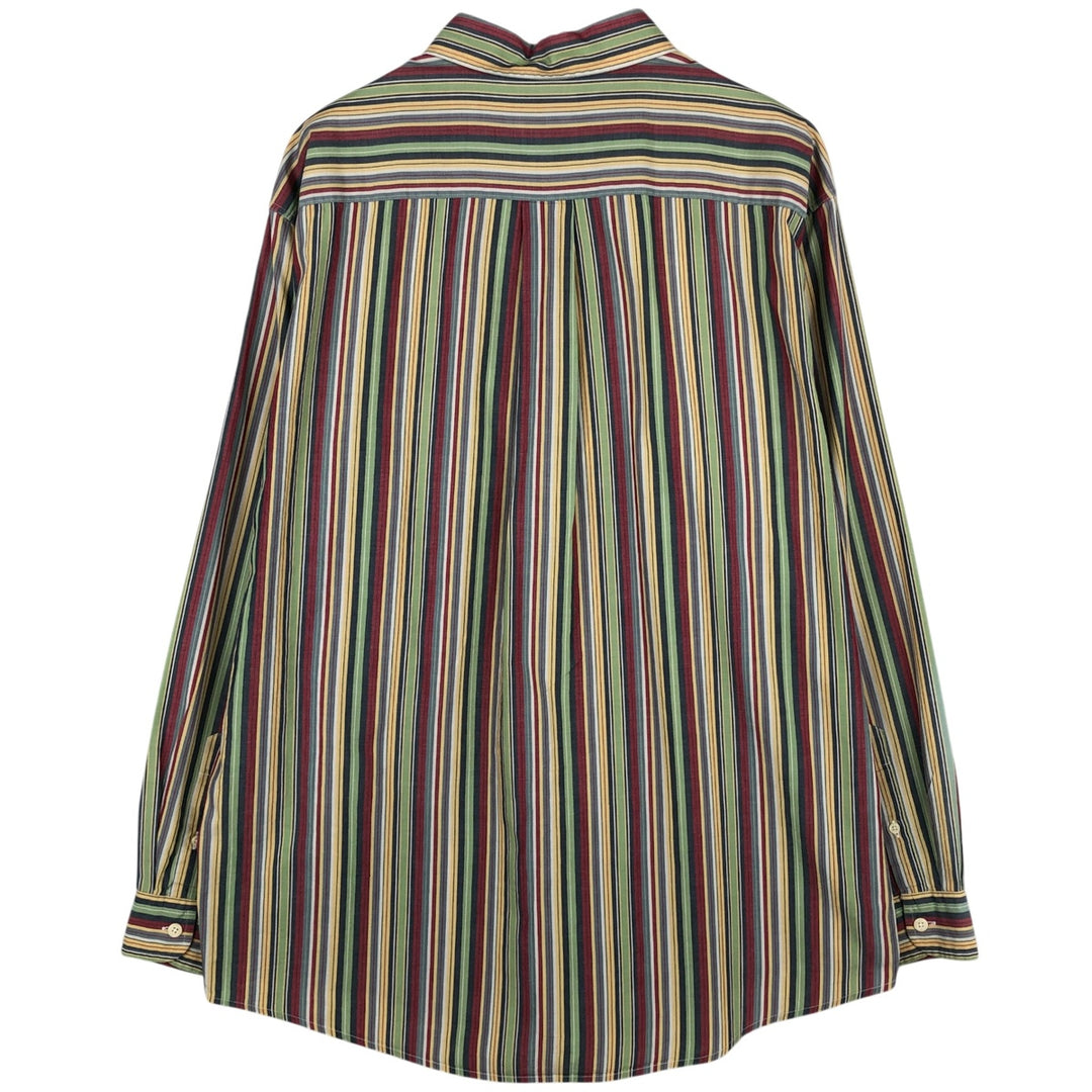 90'S J.Crew Multi-Striped Short-Sleeve Button-Down Striped Shirt, Men's Size L (Equivalent), Vintage cotton red type Vintage Second Hand