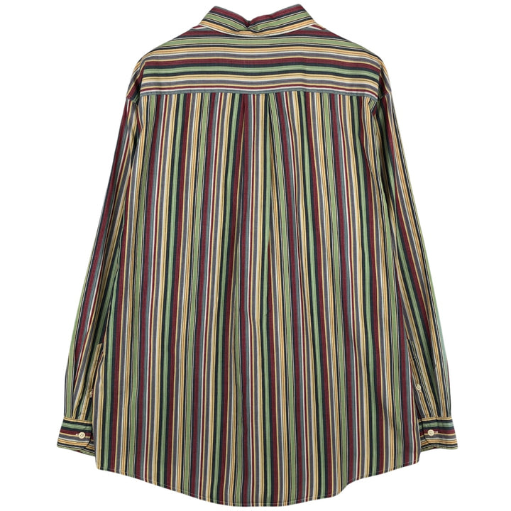 90'S J.Crew Multi-Striped Short-Sleeve Button-Down Striped Shirt, Men's Size L (Equivalent), Vintage cotton red type Vintage Second Hand