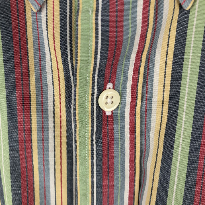 90'S J.Crew Multi-Striped Short-Sleeve Button-Down Striped Shirt, Men's Size L (Equivalent), Vintage cotton red type Vintage Second Hand