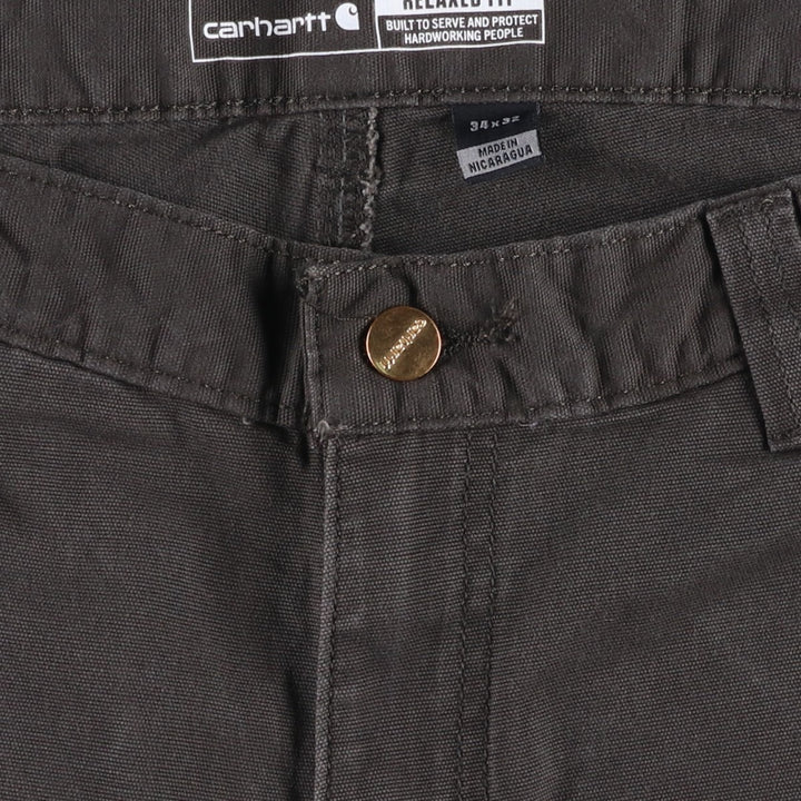 Carhartt Relaxed Fit Duck Work Pants, Men's, W34 equivalent cotton Charcoal Vintage Second Hand