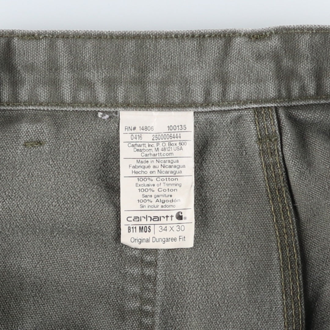 Carhartt Original Dungaree Fit Duck Painter Pants, Men's, Size 34 cotton Khaki type Vintage Second Hand