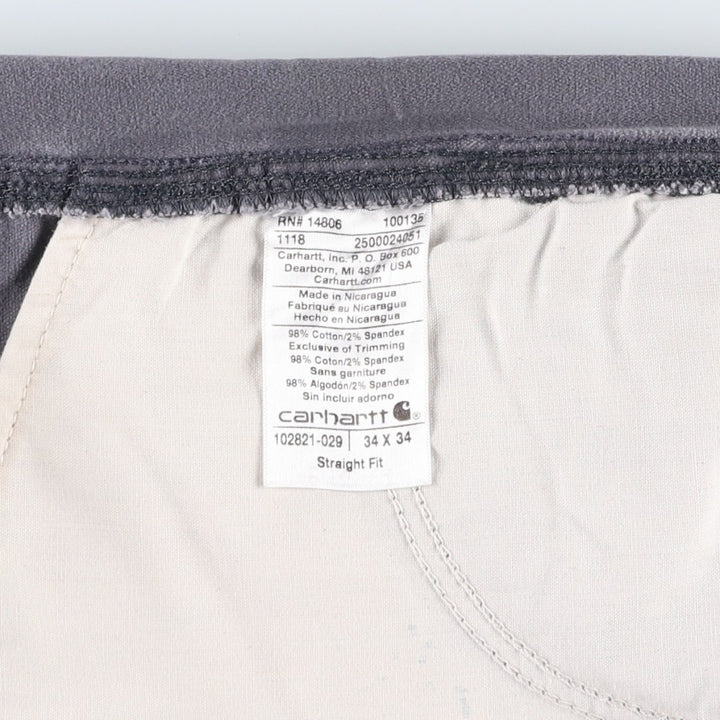 Carhartt Straight Fit Duck Work Pants, Men's W34 (approx.) cotton gray type Vintage Second Hand
