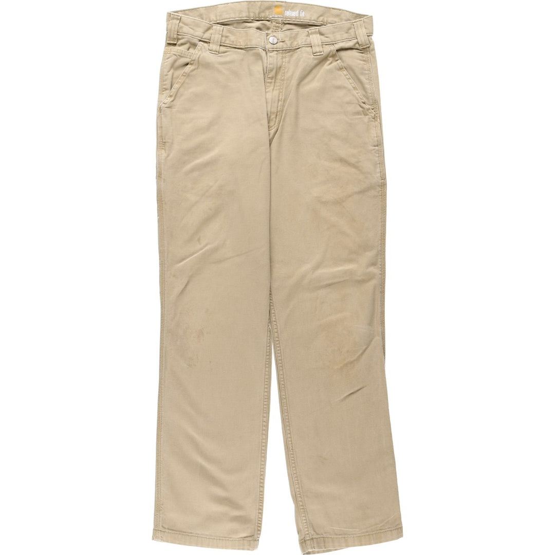 Carhartt Relaxed Fit Duck Work Pants, Men's, W34 equivalent cotton Beige type Vintage Second Hand